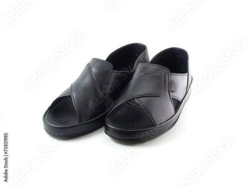 black patent leather men shoes against white background