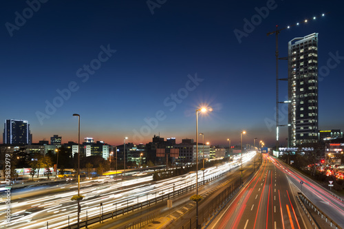 Night Traffic At Mecidiyekoy, Istanbul, Turkey photo