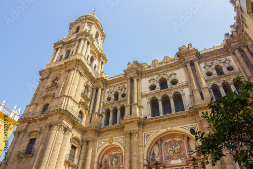 Bell tower of the Cathedral of the Incarnation in Malaga  Spain