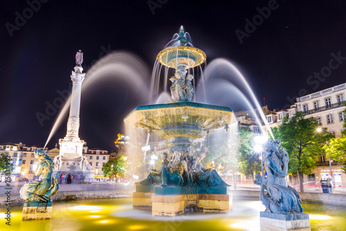 Rossio Square fountain in Lisbon