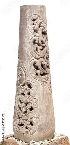 vase décoratif de jardin en bois sculpté