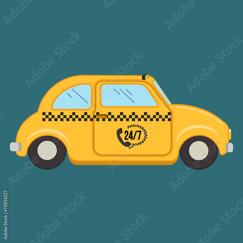 Vector Taxi Flat Illustration