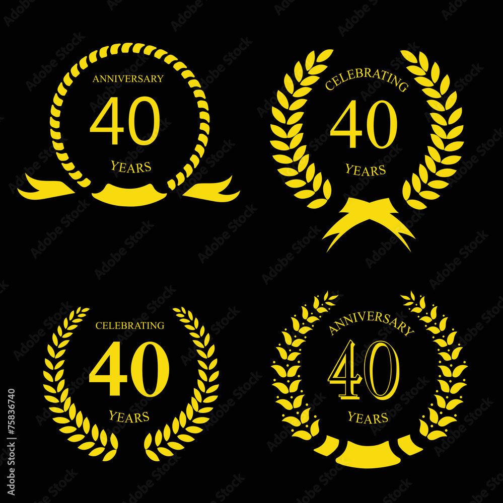 Fototapeta premium forty years anniversary laurel gold wreath set