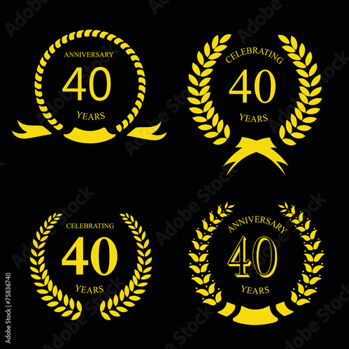 forty years anniversary laurel gold wreath set