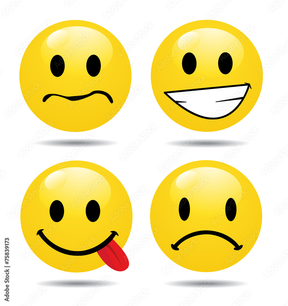 Set of characters of yellow emoticons Set of characters of yellow emoticons