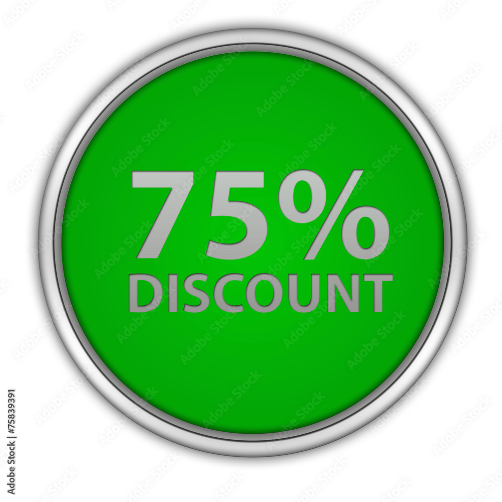 Discount 75 circular icon on white background Discount 75 circular icon on white background