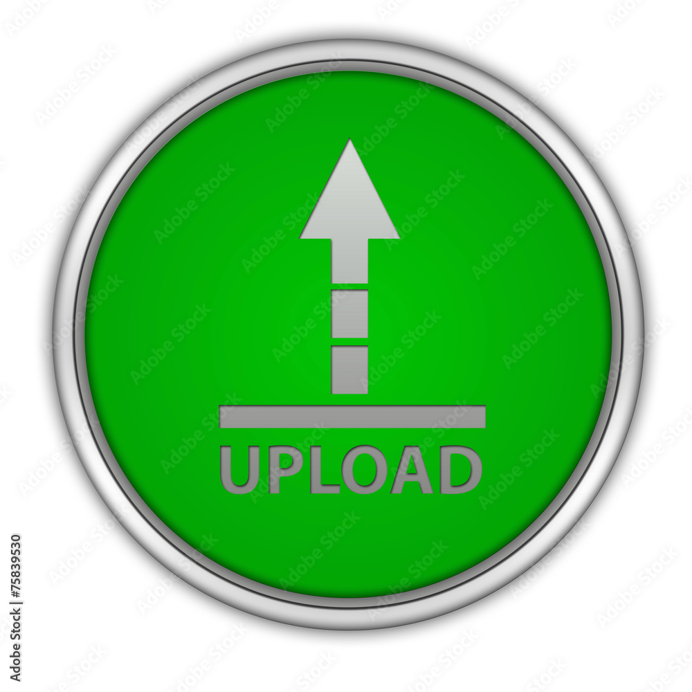 Upload circular icon on white background Upload circular icon on white background