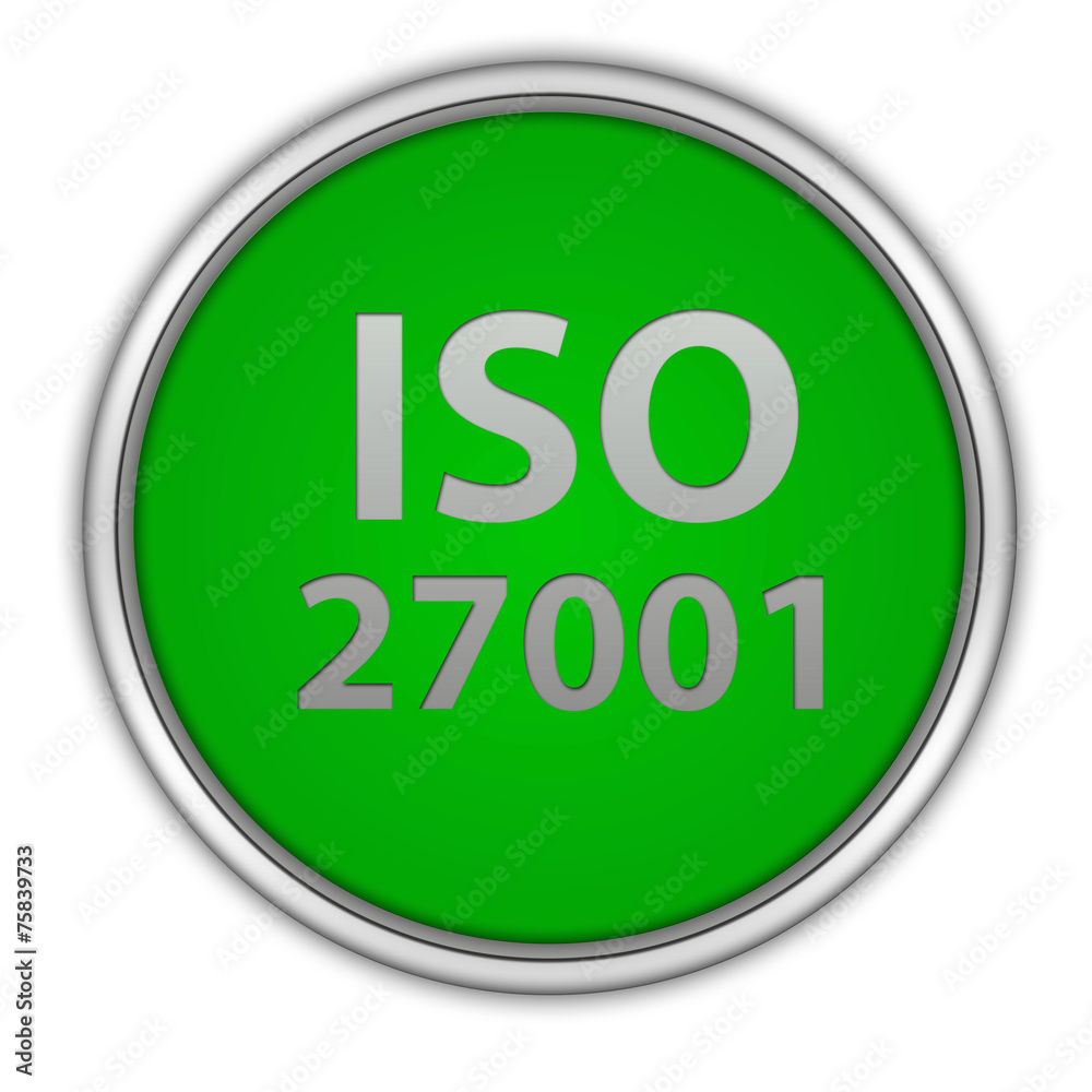Iso 27001 circular icon on white background Iso 27001 circular icon on white background
