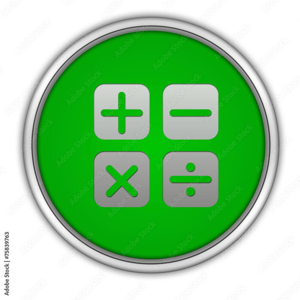 Calculate circular icon on white background Calculate circular icon on white background