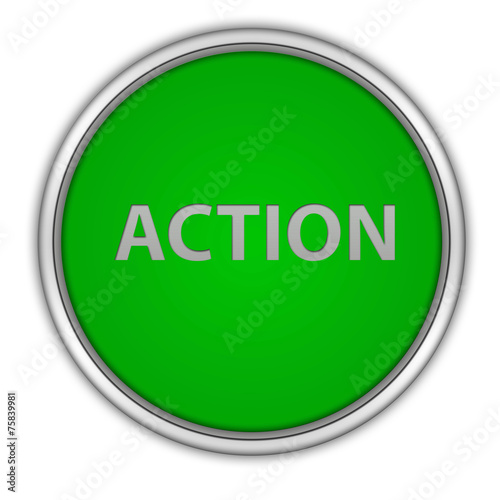 Action circular icon on white background