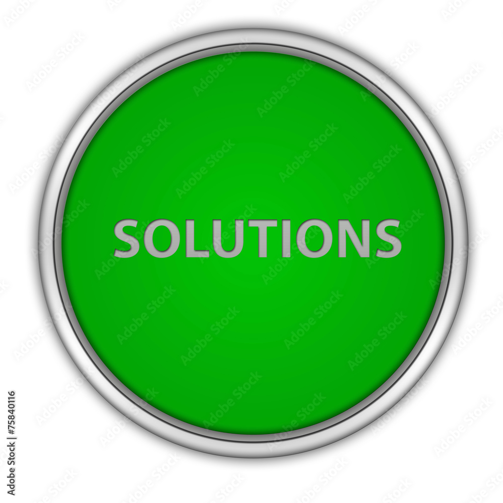 Solutions circular icon on white background Solutions circular icon on white background