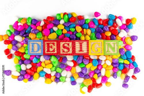 design word in colorful stone photo