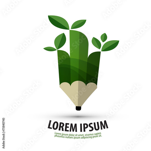 pencil vector logo design template. ecology or nature icon.
