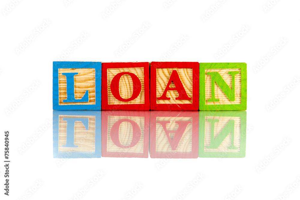 Loan reflection on white background Loan reflection on white background