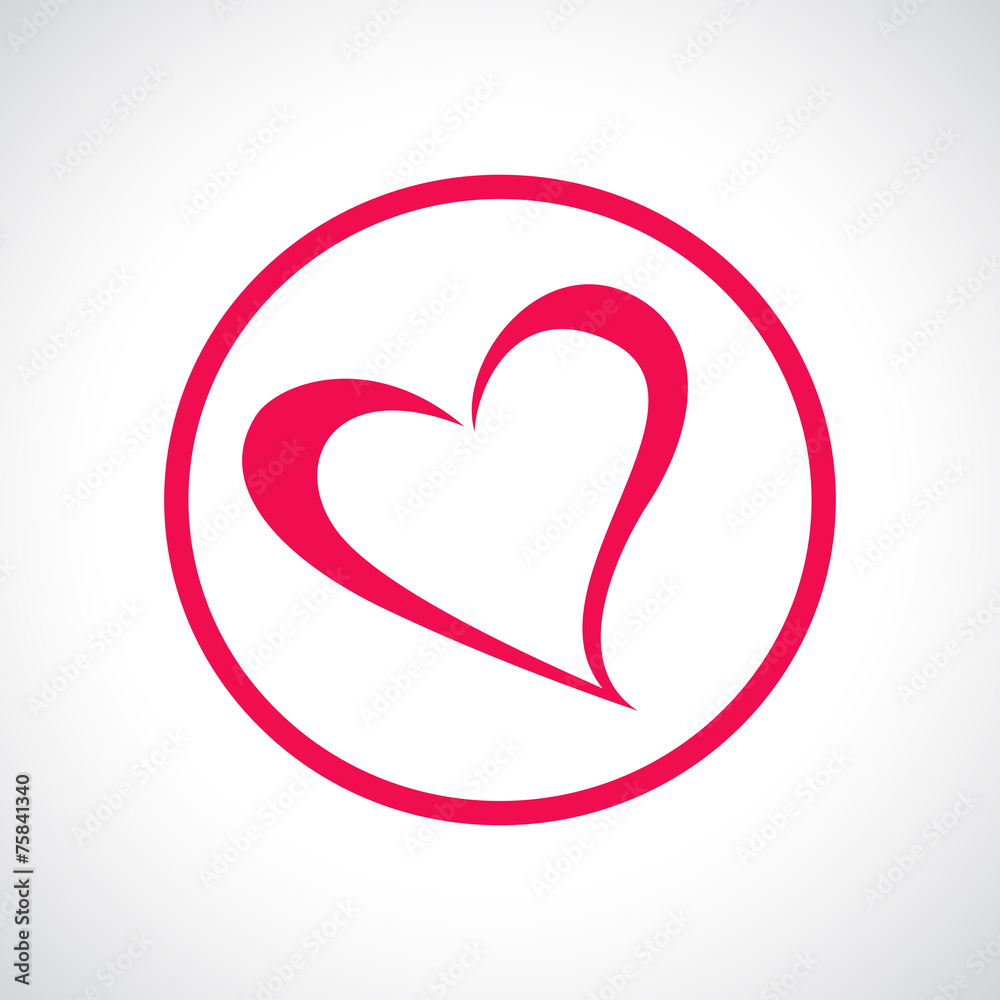 Heart icon. Pink flat symbol in a circle.