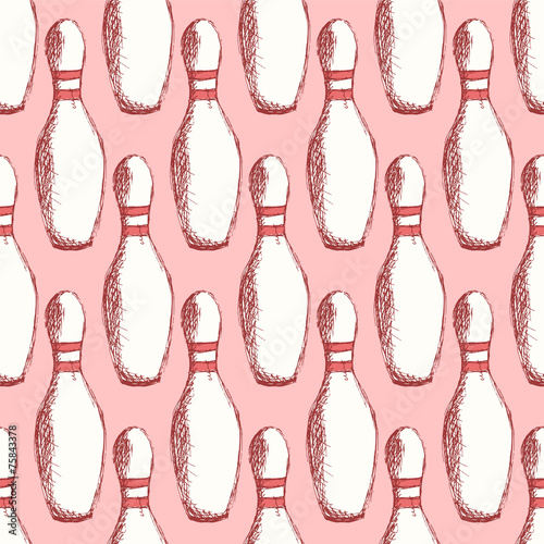 Sketch bowling pins in vintage style