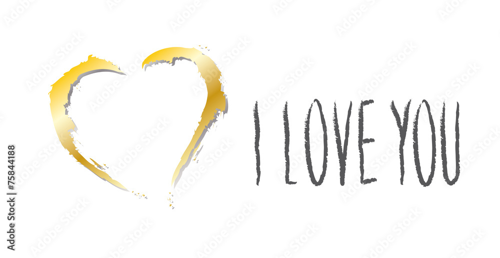 Fototapeta premium Goldenes Herz - I love you