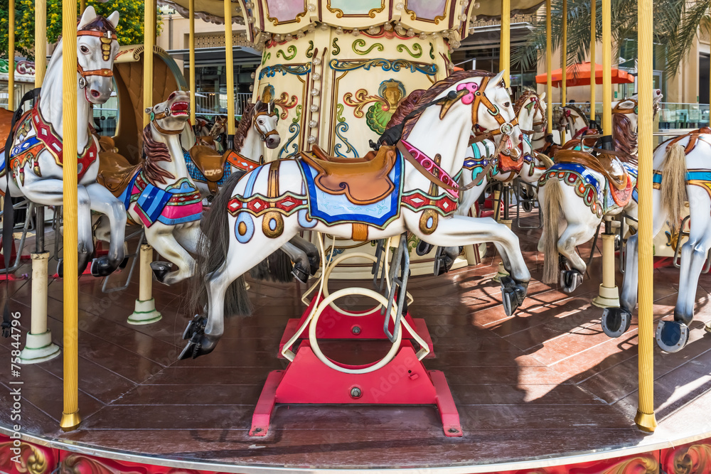 Carousel horses on a Merry-go-round