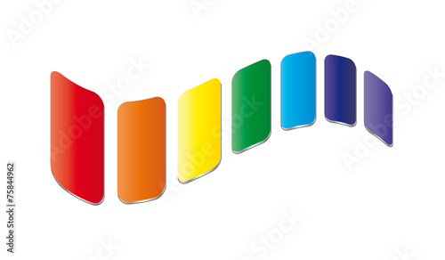 Rechtecke gewellt in den Chakra Farben, Logo für sprirituelle Tätigkeiten, Yoga, Meditation und Esotherik, Vektor, isoliert