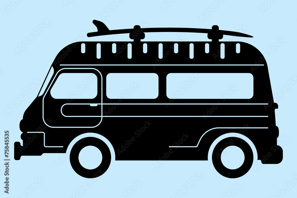 surf bus silhouette surf bus silhouette
