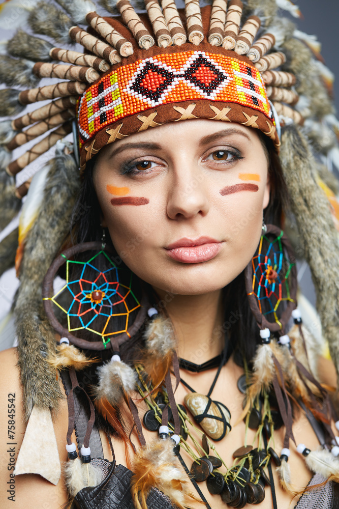 Girl wearing Native American Indian 
