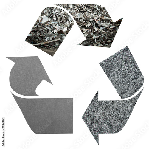 Recycle logo with Aluminium texture