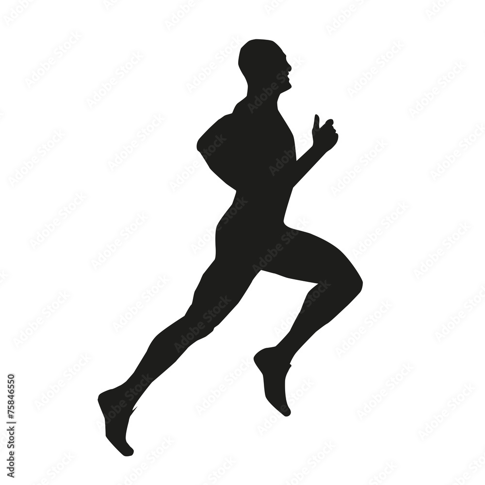 Isolated vector silhouette of a runner.