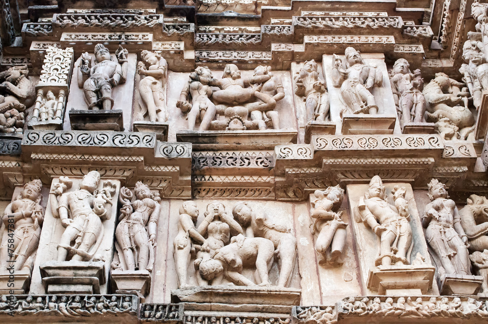Erotic Human Sculptures, Khajuraho, India. Erotic Human Sculptures, Khajuraho, India.