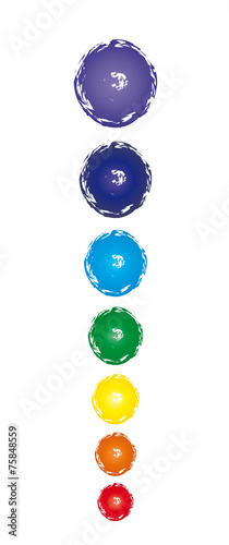 Kugeln in den Chakra Farben - Logo, Regenbogen, Regenbogenfarben als Symbol der Hoffnung und Zuversicht