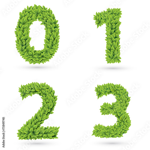 Numbers of green leaves collection.
