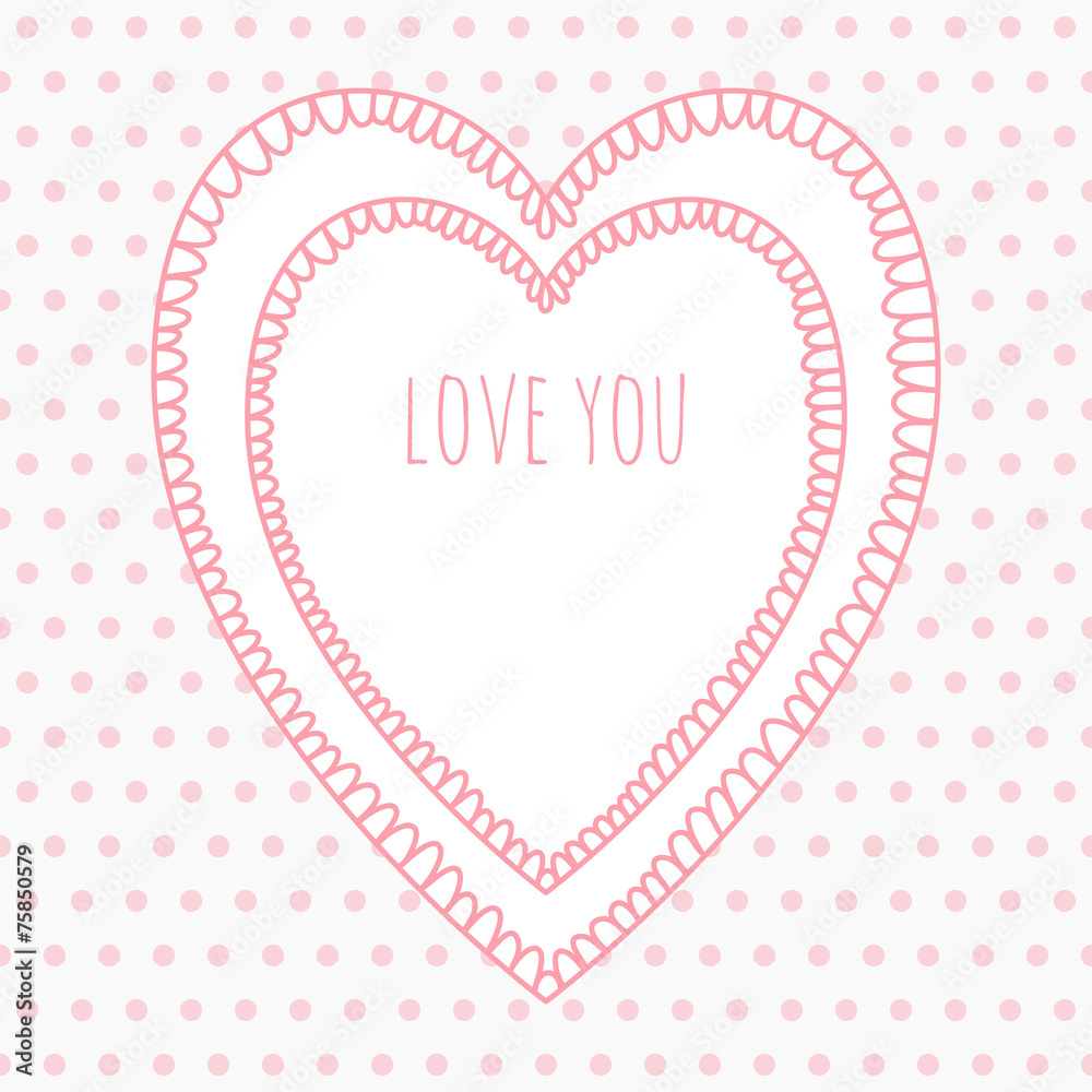 Romantic Heart Valentine card, seamless pattern. Polka dot Romantic Heart Valentine card, seamless pattern. Polka dot