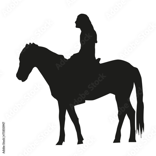 Vector isolated silhouette of a man sitting on a horse