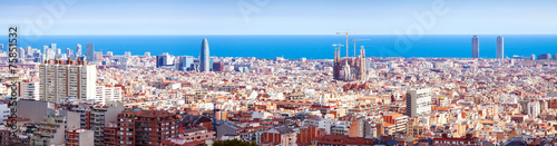 Top panoramic view of Barcelona  in sunny day #75851532