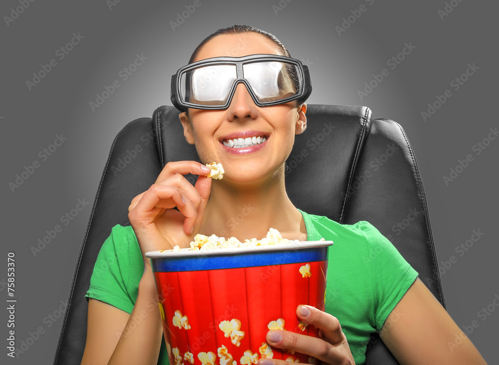 Viewer watching 3D cinema.