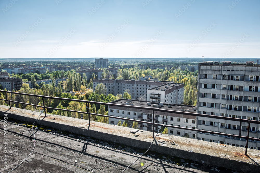 Fototapeta premium apartment houses in Pripyat town, Chernobyl Zone, Ukraine