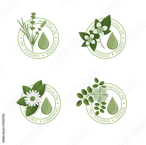 GREEN ESSENTIAL OIL LABELS