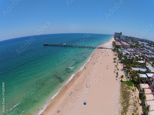 Florida beach and pier aerial
