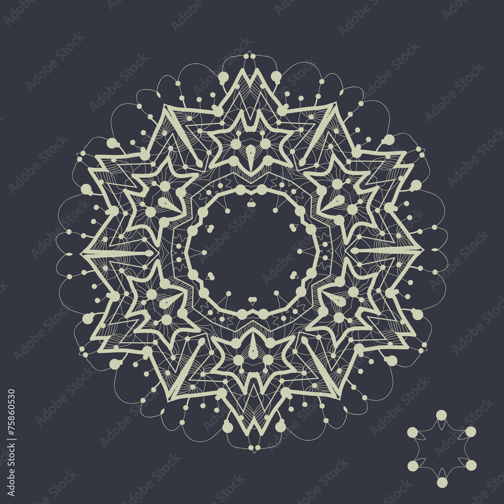 Mandala tribal design. Outlined shape inspired by tribal indian
