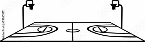 Basketball Court with Perspective on white Background