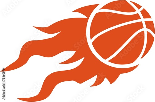 Basketball flying on fire