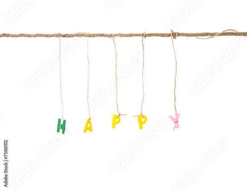 wooden english alphabet happy word binded by rope