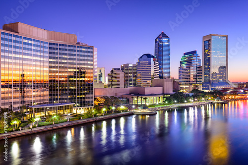 Jacksonville, Florida, USA City Skyline over St. Johns River