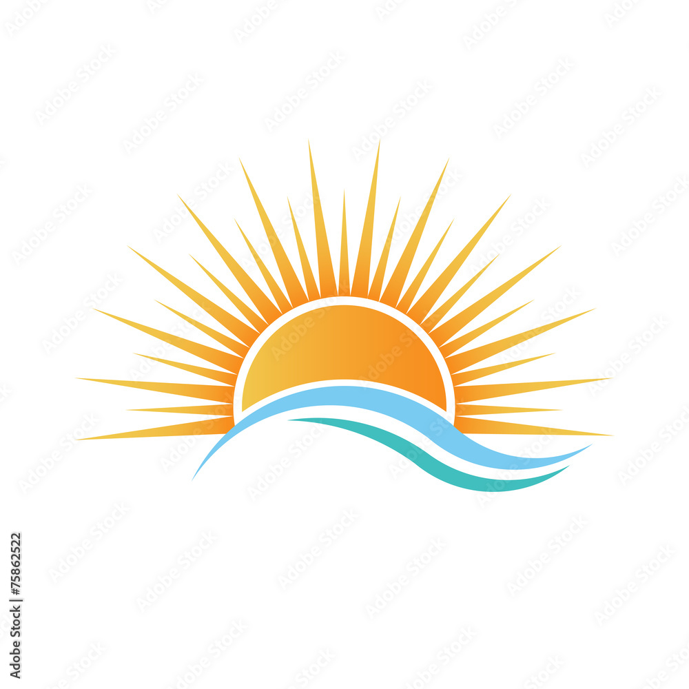 Sunshine over water waves logo