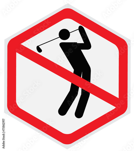 Golf, player, prohibition, sign, hexagon
