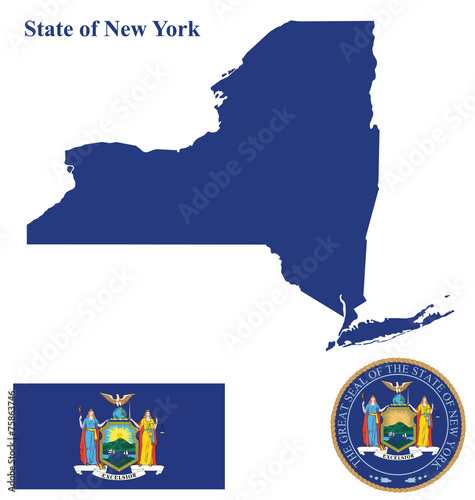 Flag of State of New York and state seal