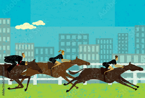Business people horse racing