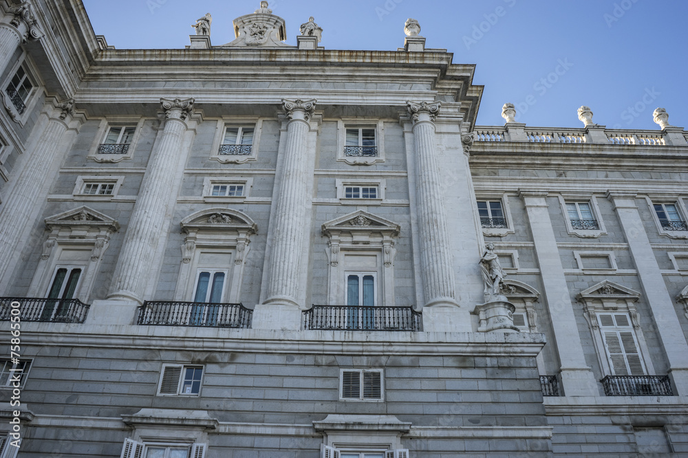 Fototapeta premium Royal Palace of Madrid, located in the area of the Habsburgs, cl