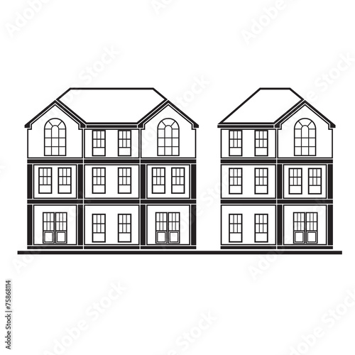 Fototapeta Naklejka Na Ścianę i Meble -  set of silhouette houses flat design vector illustration