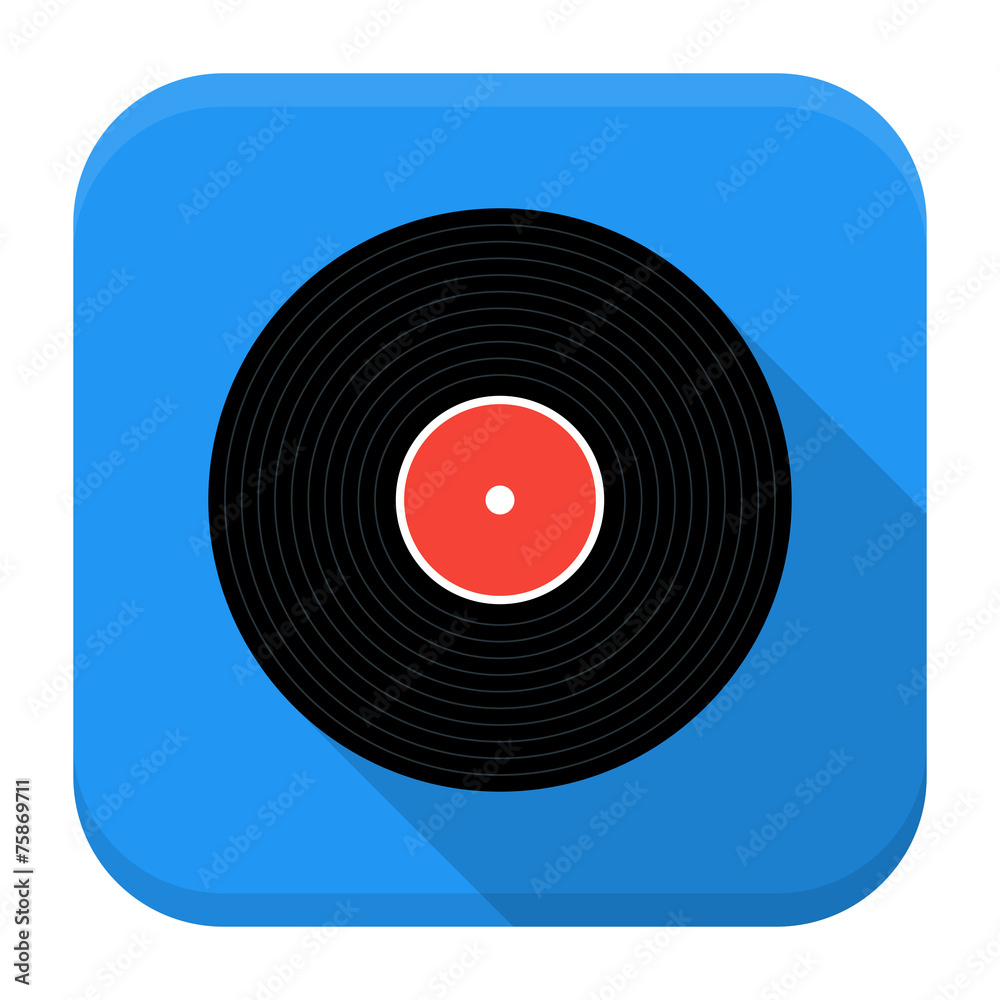 Music vinyl record flat app icon with long shadow Music vinyl record flat app icon with long shadow