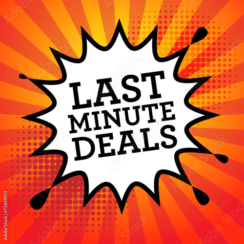 Comic book explosion with text Last Minute Deals, vector